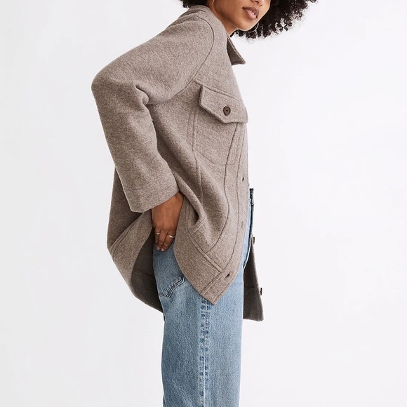 Madewell Oversized Boiled Wool Bridgman Sweater Jacket Grey - Picture 3 of 8